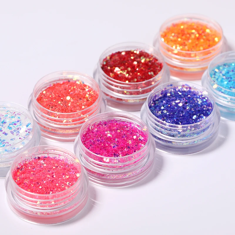 

1 Box Colorful Nail Sequins Purple Blue Series Nails Flakies Paillette 3D Nail Art Decoration in Box Nail Glitter Power