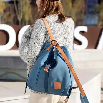 

Vintage 2 Way Canvas Totes Bag Large Canvas Duffel Bag Lady Backpacks Bags Tote For Women Fashion Women Travel Weekend Bols K9E3