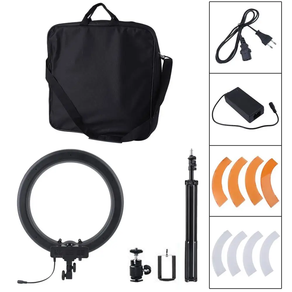

Photographic Lighting Dimmable Camera Portrait Studio Ring Lamp Video Light With Tripod Stand RL-18LED EU Plug