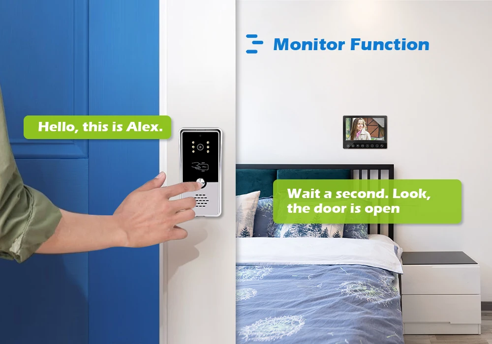 doorphone Video Intercom with Lock Wired Entry Doorphone Night Vision Doorbell Camera IC Card Unlock Key Video Intercom Kit audio only intercom