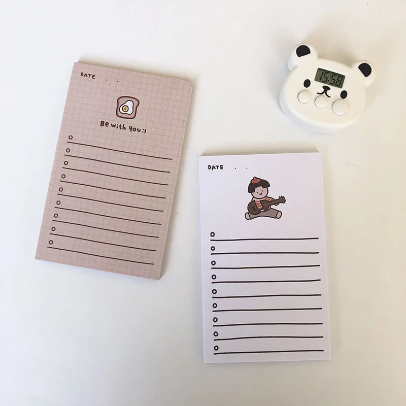 SIXONE 50 Sheets Ins Cartoon Kawaii Girl Note Paper Avocado Handbook Plan Book Memo Pad Portable Notebook Diary Stationery