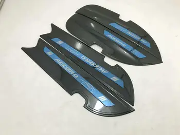 

4PCS Stainless Steel Carbon Fiber Inner Door Protective cover Anti-Kick Board Sticker Trim Decoration For Honda Accord 10th 2018