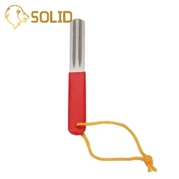 

Diamond Fishing Hook 2 Sides Groove Diamond Fishing Hook Hone Fishook Sharpener Fishing Tackle Box Accessory Red 1Pc