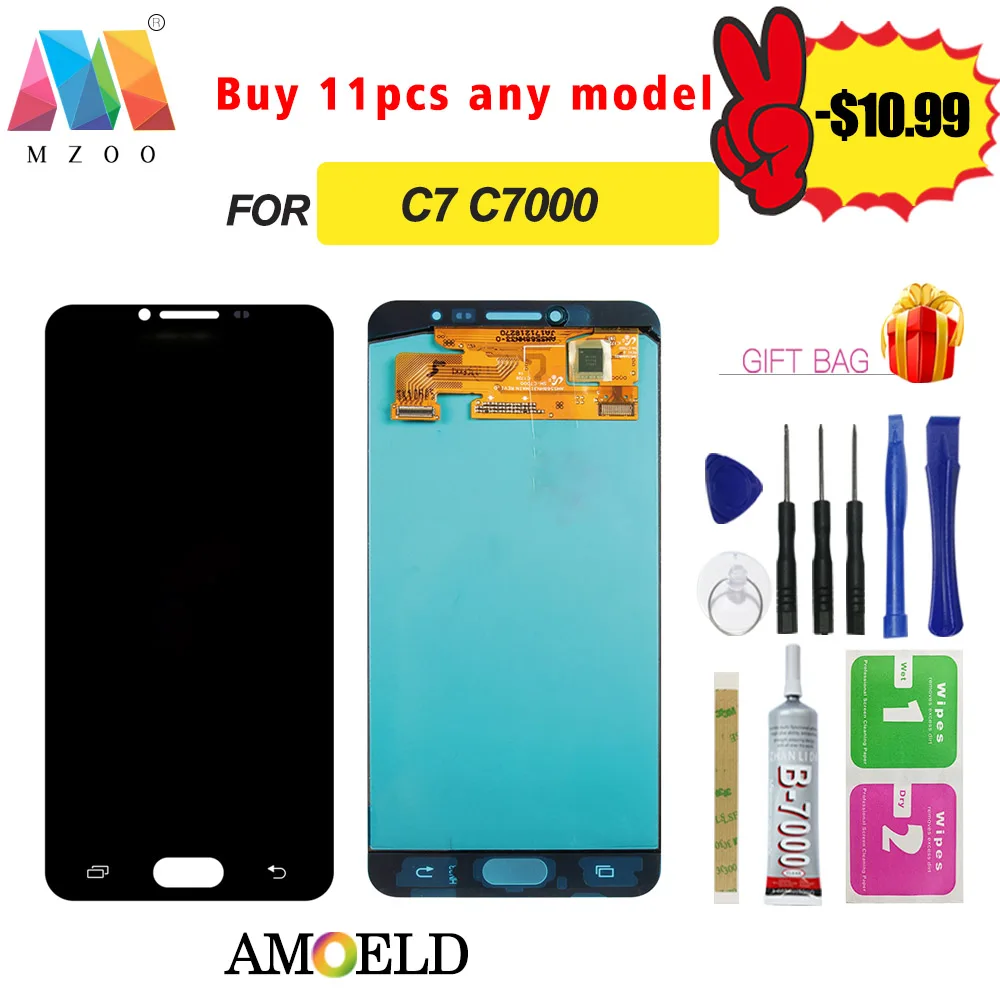 

100% Test High Quality LCD For Samsung Galaxy C7 C7000 SM-C7000 Super AMOLED Display Touch Screen Digitizer Assembly