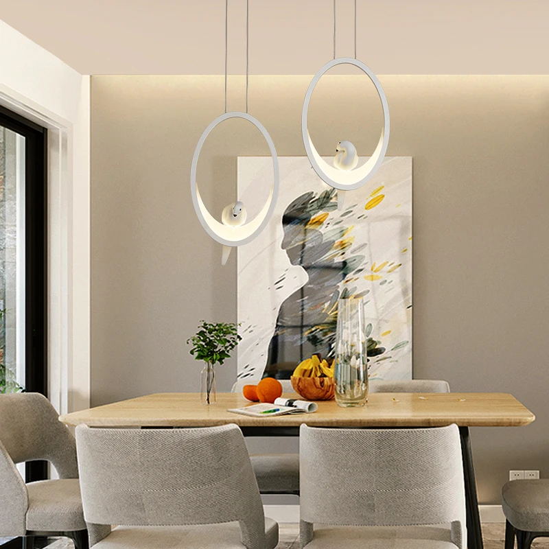 Креативная Скандинавская лампа, современные светодиодные подвесные светильники для столовой, гостиной, кухни, подвесные светильники, белый/черный подвесной светильник
