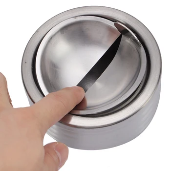 

Stainless Steel Lidded Ashtray Windproof Smoking Tobacco Ash Tray Storage Case with Folding Cover for Home Car Office Supplies