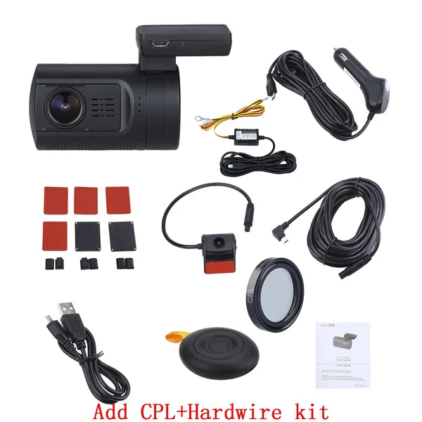 Blueskysea Mini 0906 Pro Dual 1080P Объектив wifi gps Автомобильный видеорегистратор sony IMX327 циклическая запись ночного видения RF пульт дистанционного управления - Название цвета: Add CPL and Hardwire