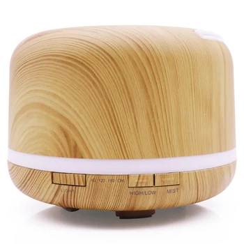 

500Ml Ultrasonic Air Humidifier Wood Grain Aroma Essential Oil Diffuser 7 Color Changing Led Lights Aromatherapy Machine