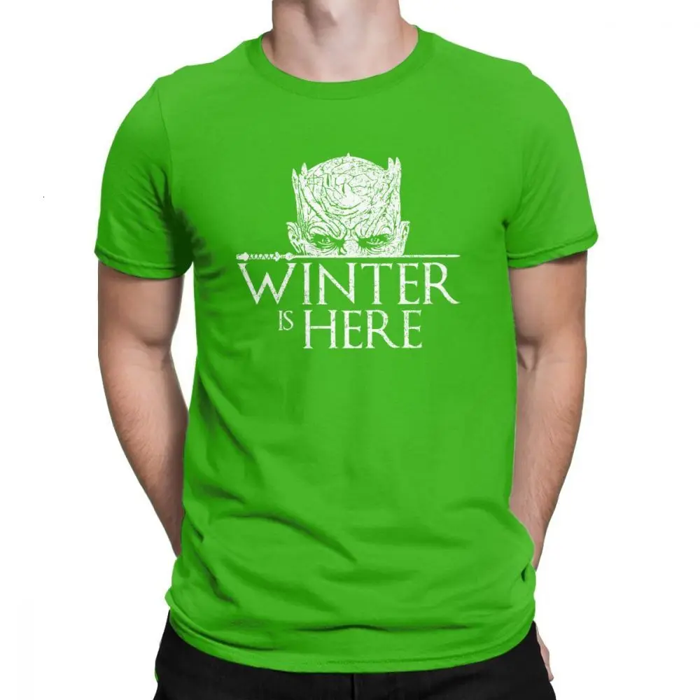 green Футболка Midnite Star Game of Thrones Night King, мужские хлопковые креативные футболки с круглым вырезом, зимняя белая футболка с надписью «is Here» - Цвет: green