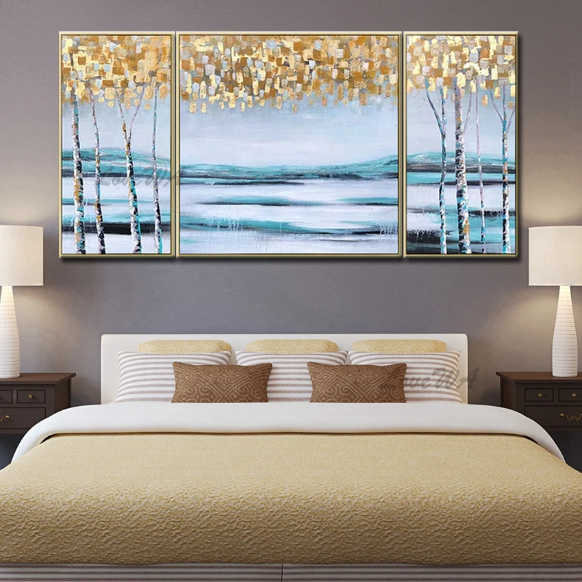 100% ручная роспись палитра нож искусство золотые деньги глоден Дерево картина