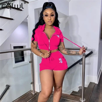 

FQLWL Rhinestones Casual Two Piece Set Women Club Outfits Zipper Hooded and Bodycon Pants Female Tracksuit Ladies Matching Sets