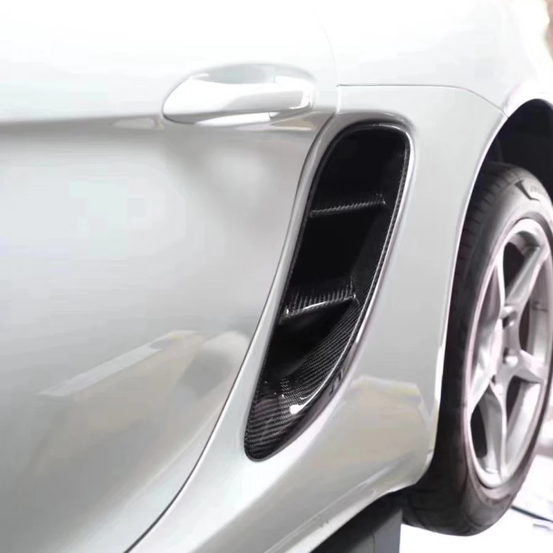 Полностью из углеродного волокна боковые вентиляционные отверстия для Porsche 718 Boxster Cayman автомобильные аксессуары комплекты для кузова стильные боковые вентиляционные отверстия из настоящего углеродного волокна