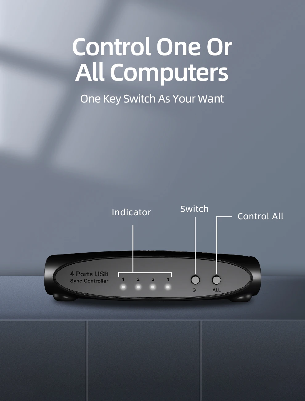 Unnlink USB 4 Port Synchronous Controller USB KM Hot Key Switch 1 Set of Keyboard Mouse 4