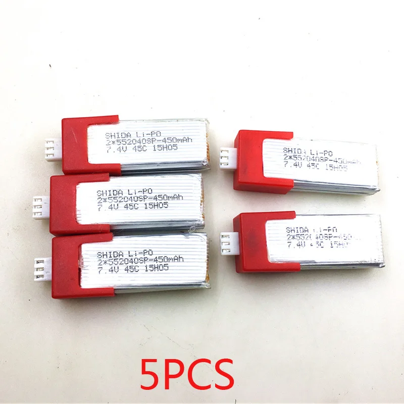 

5PCS Battery For XK K120 RC Helicopter Spare Parts 7.4V 450mAh 45C Lipo Battery XK K120 Battery Accessories (In Stock)
