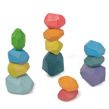 

Nordic Ins Montessori Early Childhood Toys Wind Colored Stones Children's Educational Toys Stone Jengdile Children's Toy
