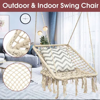 

120kg Hammock Garden Hang Lazy Chair Swinging Indoor Outdoor Furniture Hanging Rope Chair Swing Chair Seat bed Travel Camping