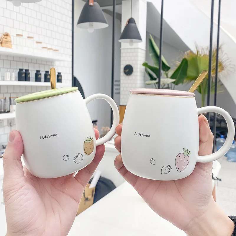 Mug with Lid Glass Reusable Eco-friendly Articles for Home Spoon Kitchen Supplies Coffee Mugs Creative Water Cup Milk | Дом и сад
