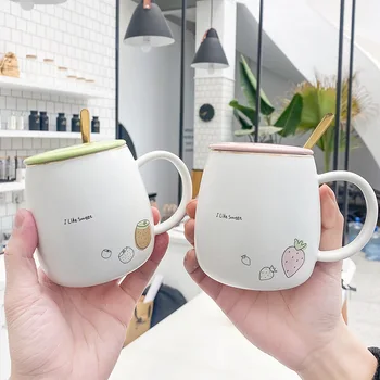 

Mug with Lid Glass Reusable Eco-friendly Articles for Home Mug with Spoon Kitchen Supplies Coffee Mugs Creative Water Cup Milk