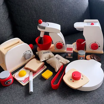 

Wooden Kitchen Toy Wooden Coffee machine Toaster Machine Food Mixer for kids Pretend Play Early Learning Educational Toy