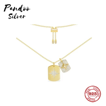 

Fashion Charm Sterling Silver Copy 1:1 Replica,Adjustable Necklace With Two Paved Stars Pendants Monaco Luxury Jewelry Gift