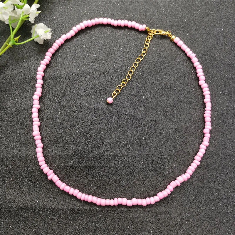 Модный разноцветный бисер раковина Каури колье ожерелье для женщин эффектный кулон с искусственным жемчугом воротники-ожерелья Колье - Окраска металла: pink necklace