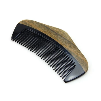 

Horn & Wooden Comb for Hair - Handmade Natural Wood Combs with Anti-Static & No Snag - Smoothing Pocket Comb, Fine Tooth, 4.25 i