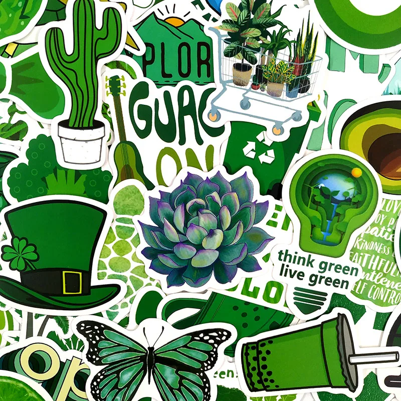 50 Pcs/Set Cute VSCO Girl Cartoon Green Pink Graffiti Sticker For Skateboard Bicycle Fridge Luggage Laptop Motorcycle Stickes