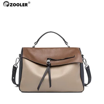 

ZOOLER Exclusively First Layer Cow Leather Handbag Luxury Shoulder Bag Patchwork Handmade Women Bags#HS265