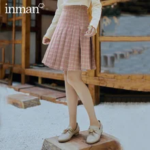 INMAN Весна новое поступление литературная Ретро средняя талия консервативный стиль стройнящая плиссированная юбка
