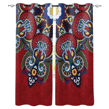 

Arabic Red Flower Oriental Ukrainian Ethnic Window Curtains Living Room Curtain Home Decor