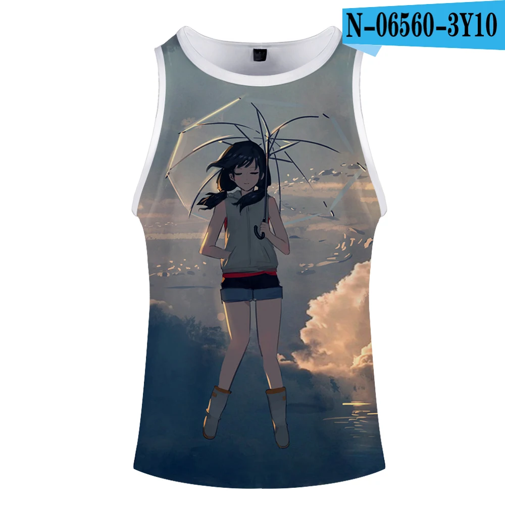 Weathering with you, жилет, топ, уличный стиль, модный, летний, без рукавов, для бега, с принтом, новинка, топ, роскошный, Harajuku Hokage - Цвет: 4