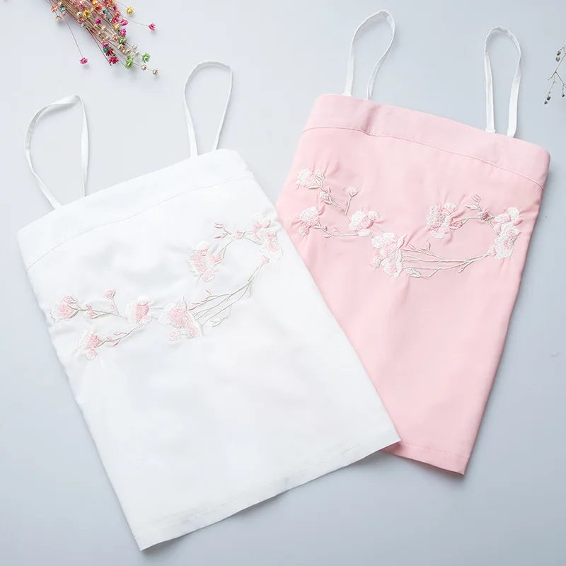 

2018 Chinese Clothing Women's Embroidery Flower Strapped Vest Ethnic-Style han dynasty Element Summer Wear Render Vest WOMEN'S D