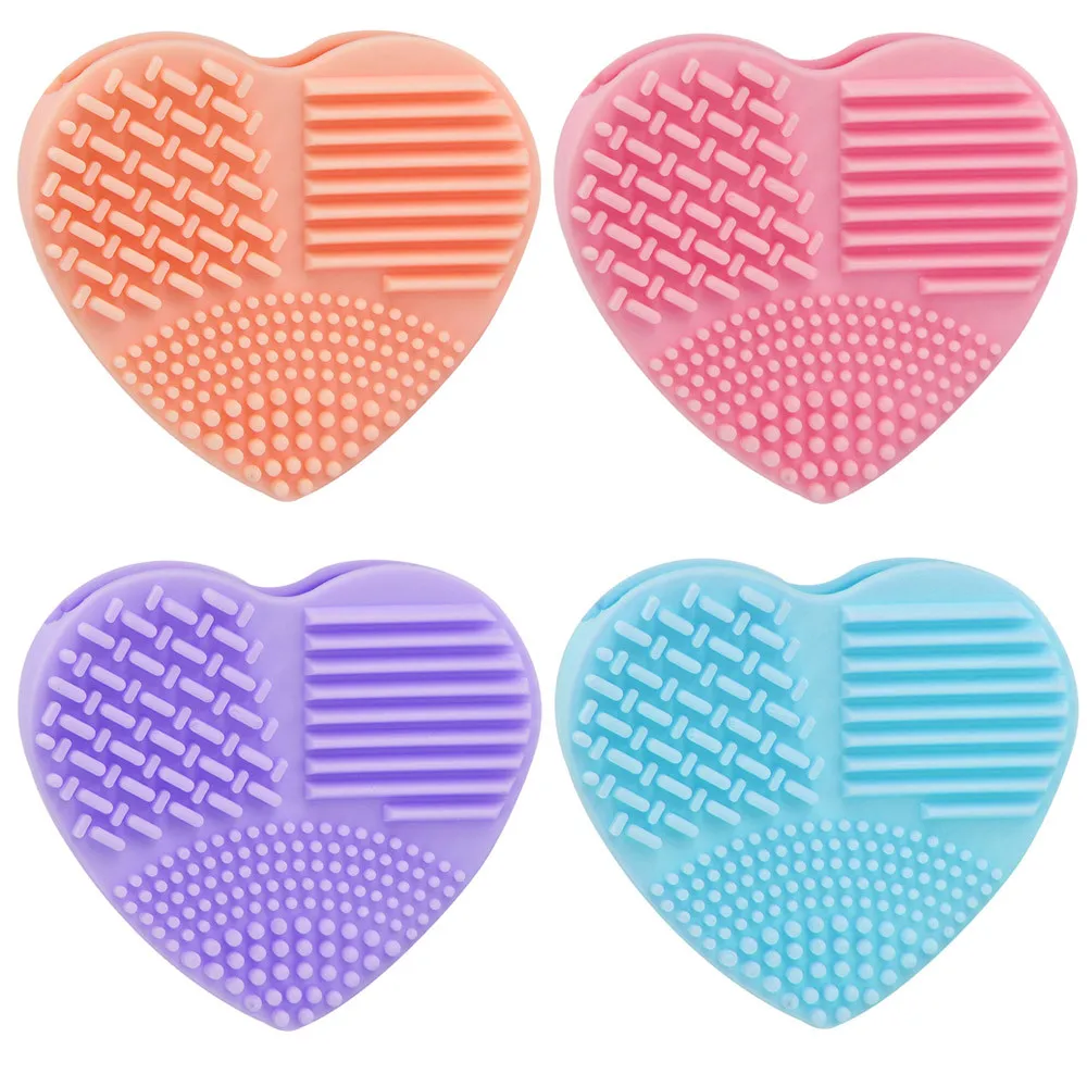 

Makeup Brush Cleaner Colorful Heart Shape Cleaning Pad Silicone Brush Washing Scrubber Mat Cosmetic Cosmetic Cleaning Tools F828