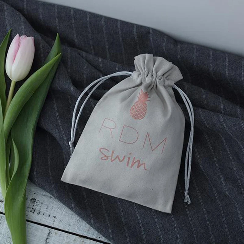 100 Personalized Flannel Jewelry Bags Grey Velvet drawstring Pouches Gift Packaging for Wedding Christmas Can Custom Logo