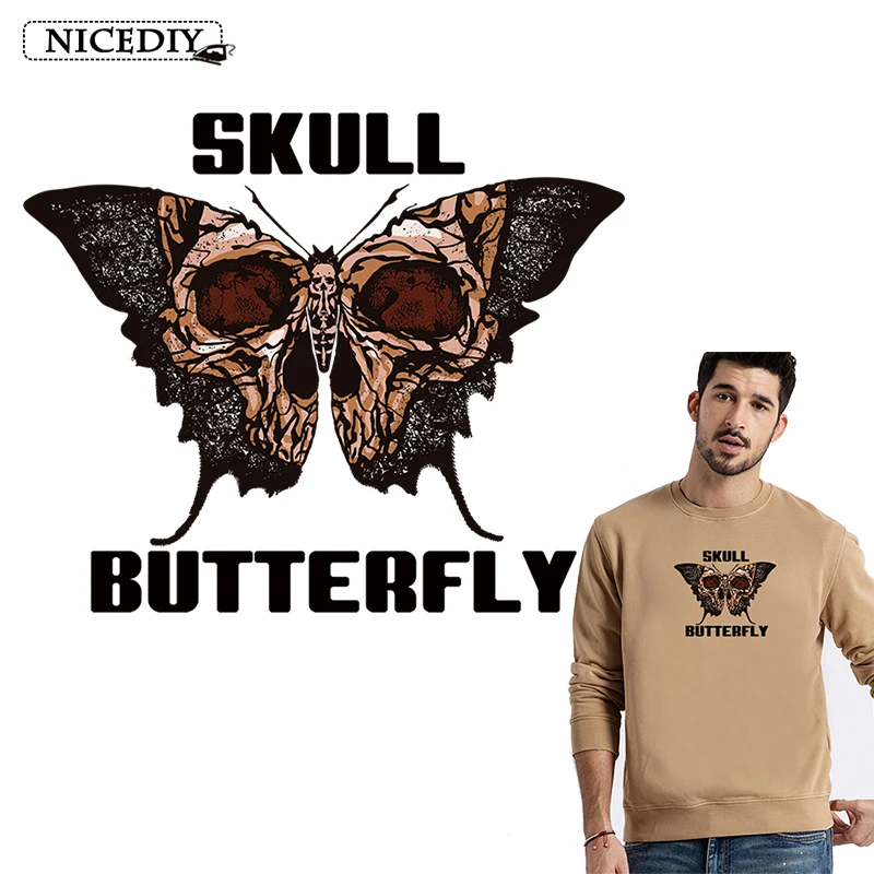 

Nicediy Punk Iron On Transfers For Clothes Skull Butterfly Patches Hippie Heat Transfer Vinyl Sticker Thermal Transfer Applique