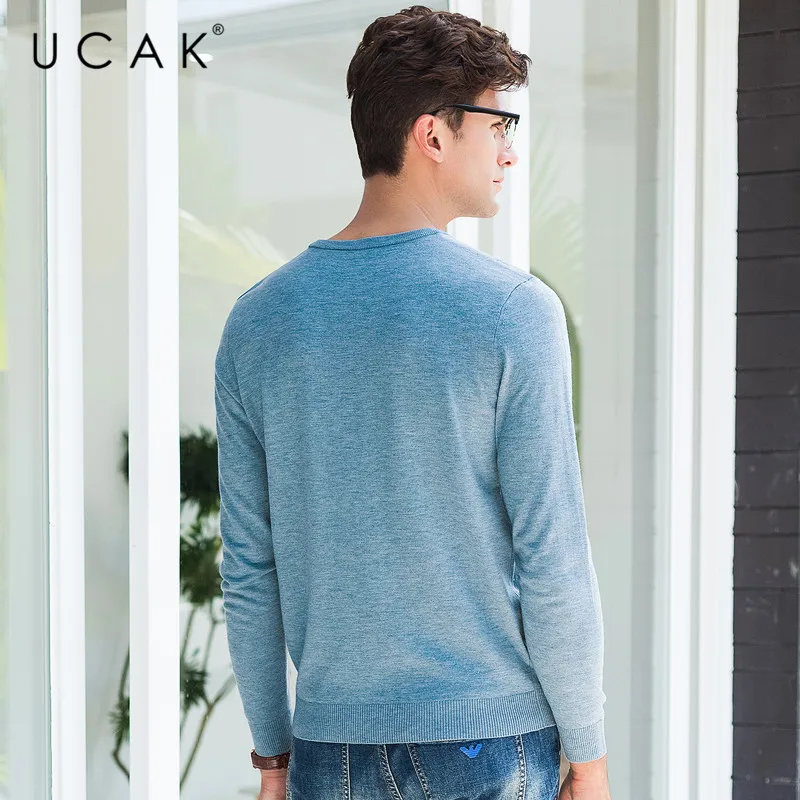 UCAK Brand Sweater Men Casual O-Neck Pull Homme Pullover Men Clothes Autumn Winter Cotton Sweaters Knitwear Jersey Hombre U1001