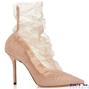 

2020women's Shoes New 2020 Fine With Bud Silk Screen Yarn Pointed Shallow Mouth Wedding Shoes Dress Party Shoes Nude 40 QQ-02