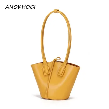 

Cow Leather Solid Bow Women Shoulder Bags Luxury High Quality Fashion Ladies Bucket Handbags Female Straps Composite Bag B602