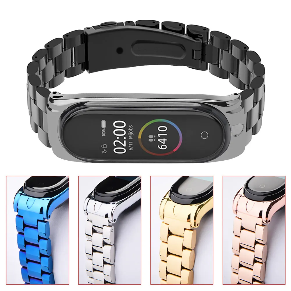 Сменный ремешок для Xiaomi Mi Band 4 3 браслет из нержавеющей стали светлый и