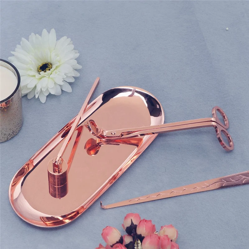 Candle Accessory Set Candle Wick Trimmer Candle Wick Dipper Candle Snuffer Storage Tray 4 Packs Candle Care Kit Gift for Candle