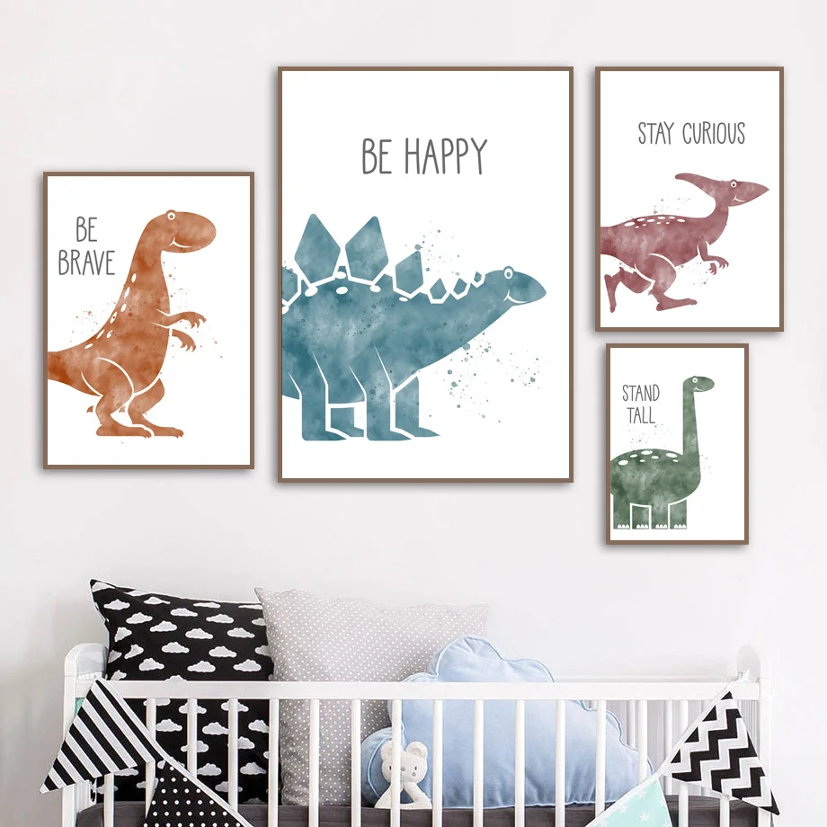 Triceratops-Pterosaur-Cartoon-Dinosaur-Wall-Art-Canvas-Painting-Nordic-Posters-And-Prints-Wall-Pictures-For-Kids (1)