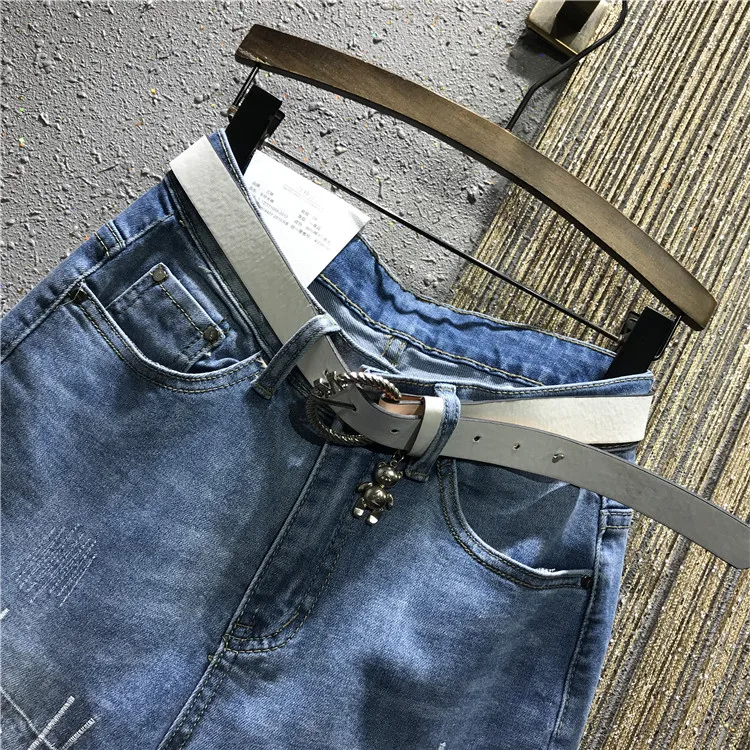 

2020 Spring New High-Waist Loose Worn Embroidered Casual Large Size Denim Pants Jean Pants Women's Jeans Blue Jeans