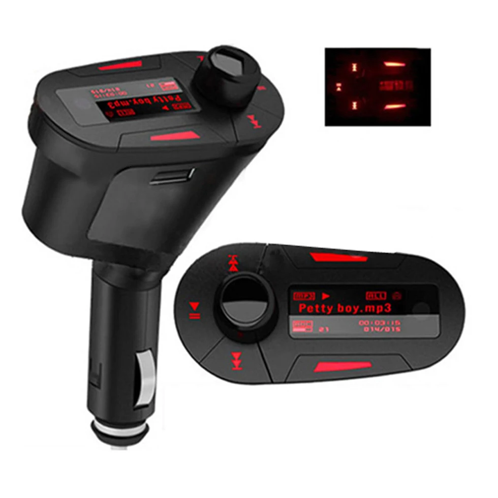 Красный беспроводной fm-передатчик модулятор USB SD дистанционный автомобильный комплект MP3 музыкальный плеер