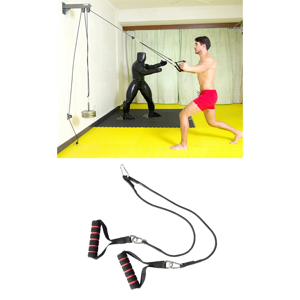 Solid Pulley Cable Machine System- Pull Handle Chest Training Strap Rope Hooks Weights Stand Holder Equipment Pulldown
