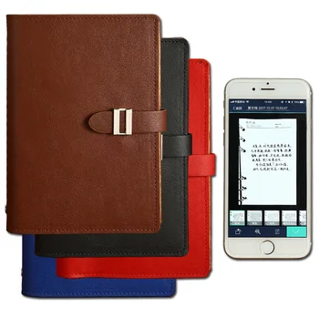 

Leather PU Smart Reusable Erasable Notebook Smart Wirebound Notebook Cloud Erase Notepad Note Pad Lined With Pen App Connection