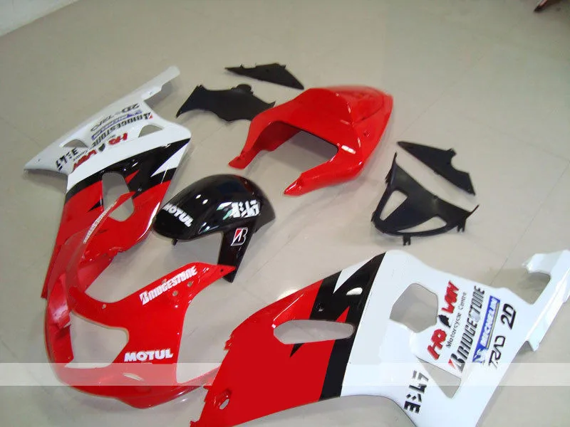 

New Complete Motorcycle Fairings Fit for suzuki K1 gsxr600 gsxr750 2001 2002 2003 ABS Plastic Cowlings Bodywork kits Red white