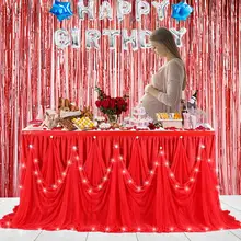 HobbyLane светодиодный прямоугольный или круглый стол юбка для вечеринок Свадебный на день рождения банкет Украшение стол юбка с подсветкой