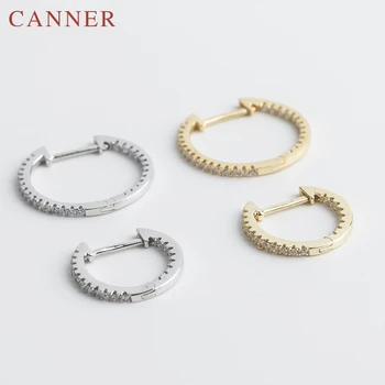 

925 Sterling Silver White Zircon Small Hoop Earrings for Women Geometric Gold Silver color Circle Earrings Fashion Jewelry