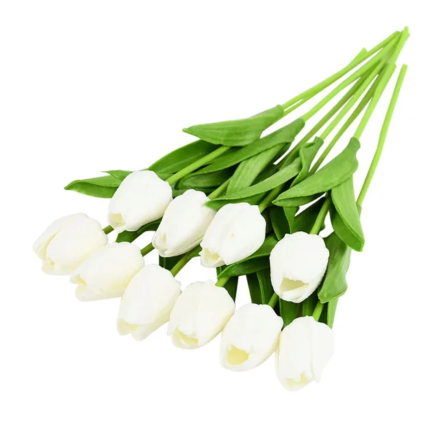 10PCS Tulip Artificial Flower Real Touch Artificial Bouquet Fake Flower for Wedding Decoration Flowers Home Garen Decor A