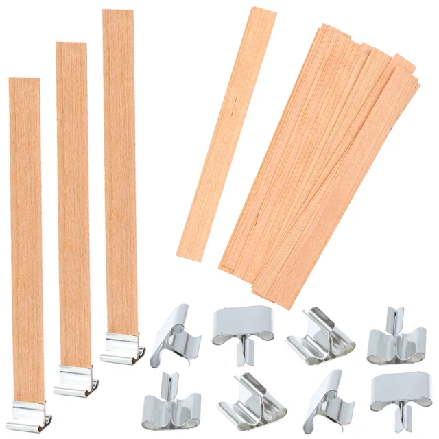 30pcs Wood Natural Candle Wicks With Clip Base Wooden Candles